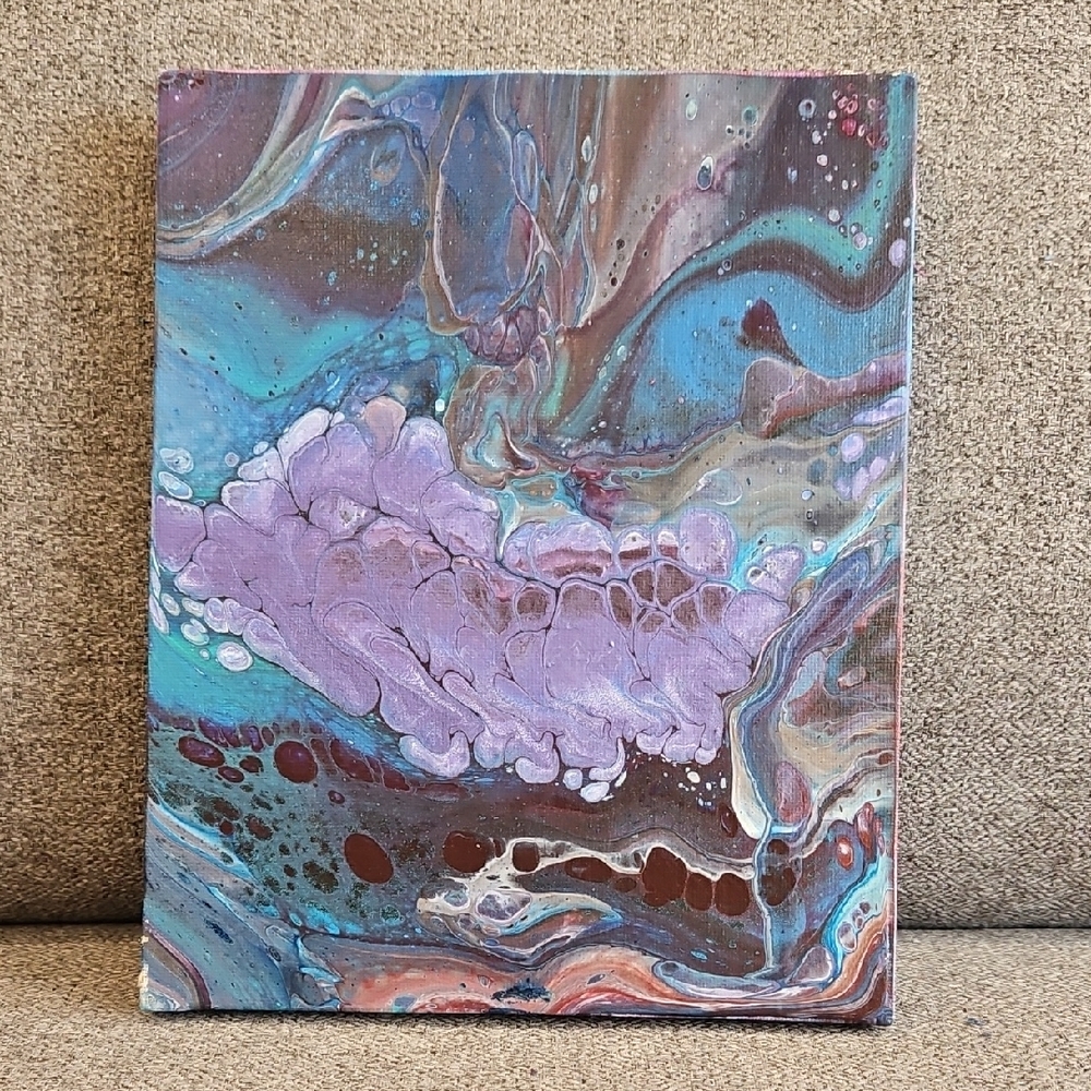 Abstract Canvas Art in Purple and Blue